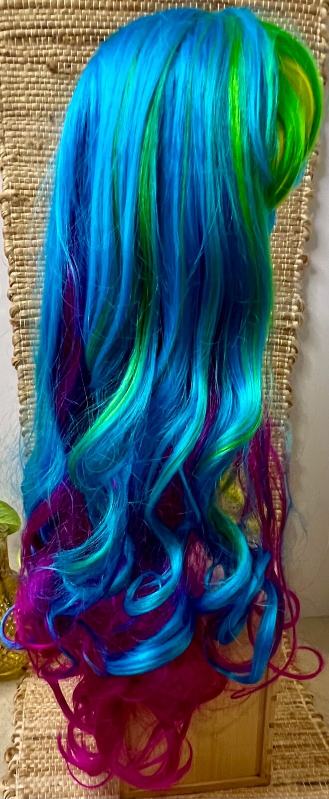 Leg Ave. Wig Rainbow Colored Long Synthetic Fiber Costume With Bangs