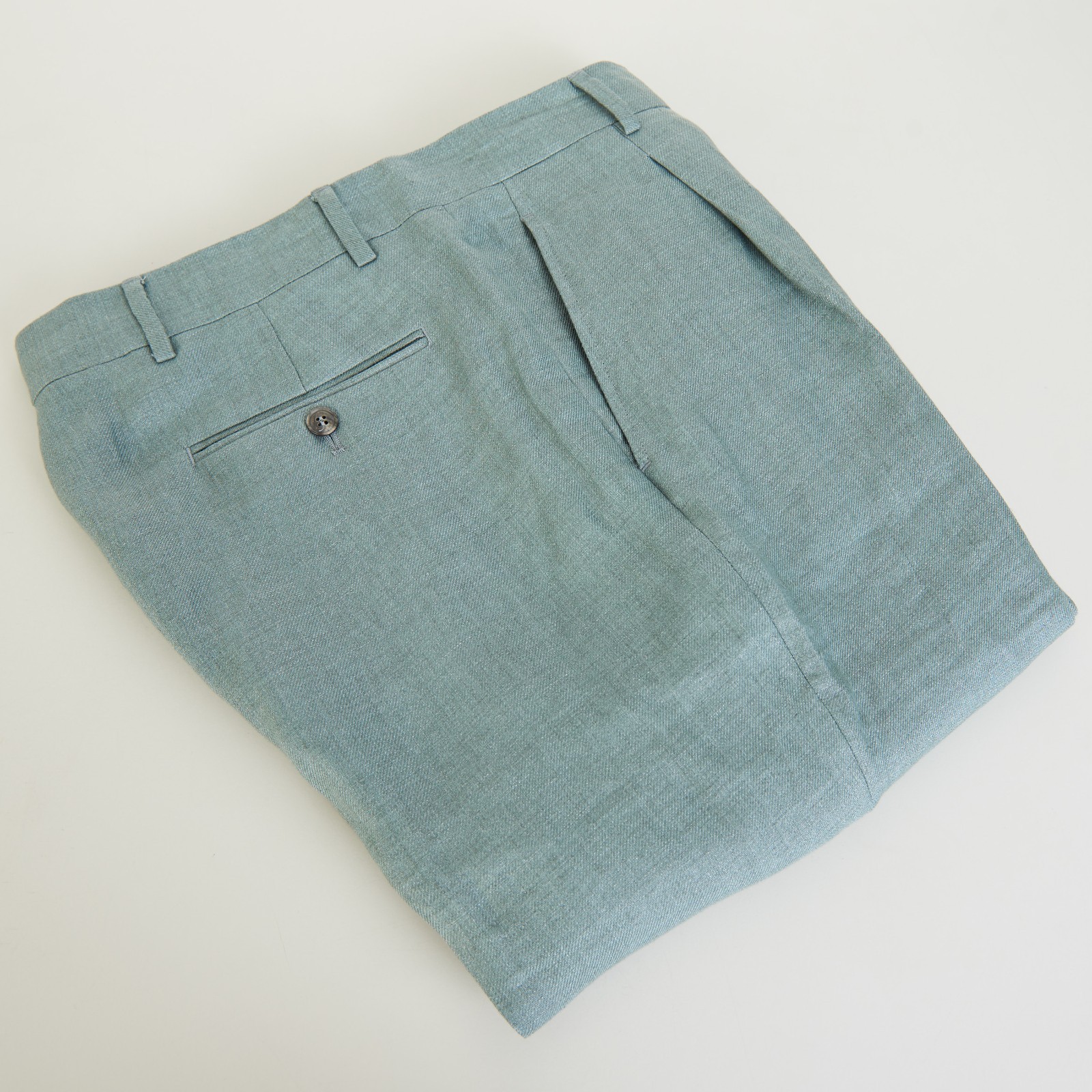 BRETT JOHNSON 930$ Single Pleat Linen Trousers