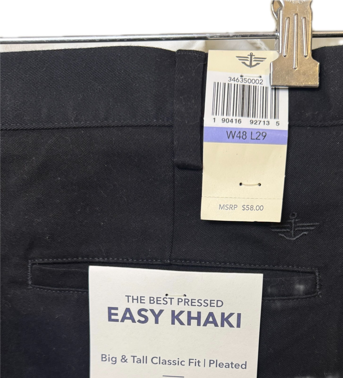 Dockers Men’s Classic Fit Easy Khaki Pants Big & Tall Black 48 W x 29 NWT