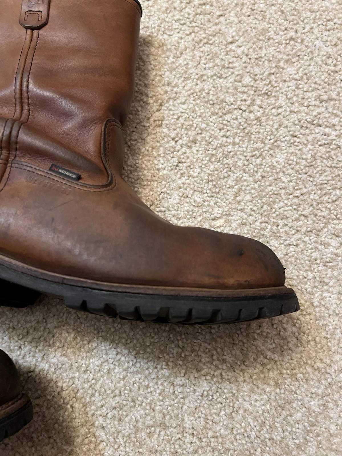 Red Wing Men 12 D Pecos Brown Leather Pull On Safety Work Boots Steel Toe