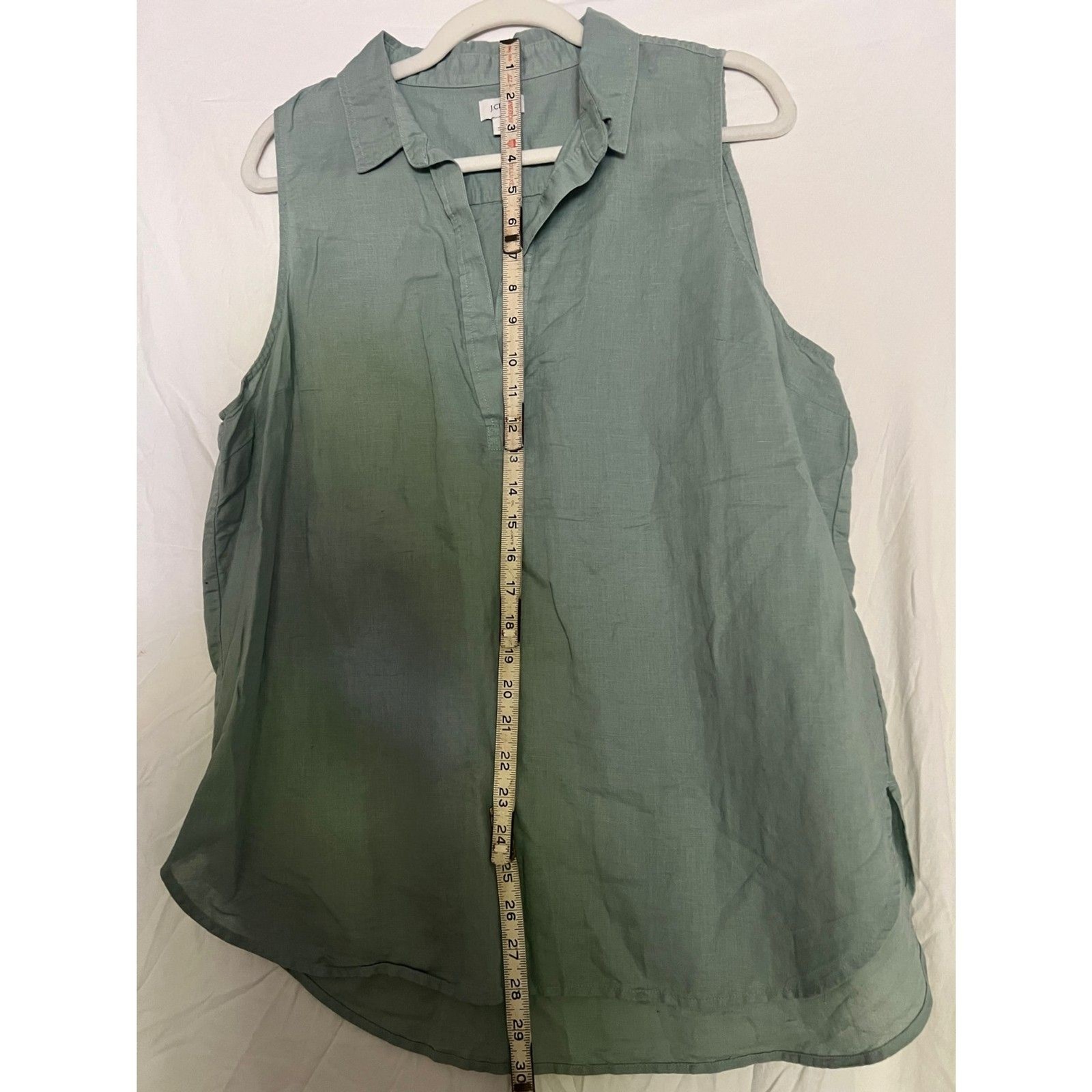 JCrew Linen Cotton Blend Sleeveless Tunic Shirt Sage Green Re-Imagined Large L