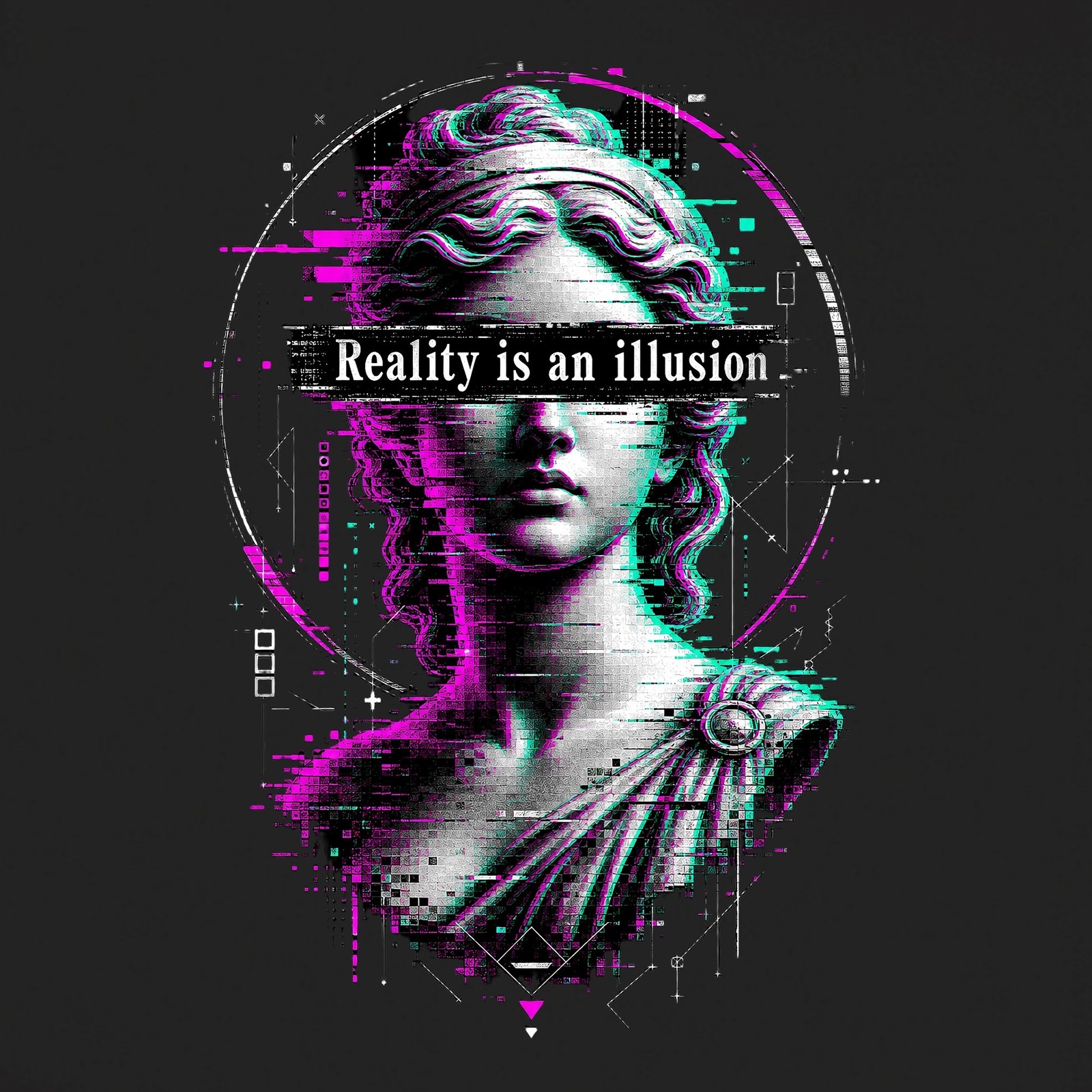 Reality is an illusion Glitch Greek Bust Vaporwave Unisex Baby Bodysuit