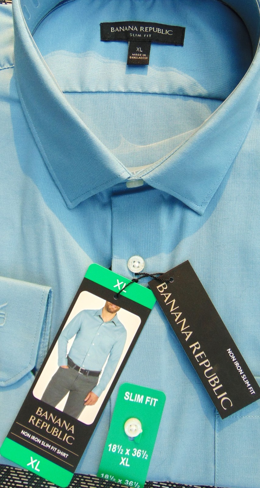 XL MEN’S BANANA REPUBLIC ~ BLUE~ NON IRON SLIM FIT~LONG SLEEVE SHIRT ~ BRAND NEW
