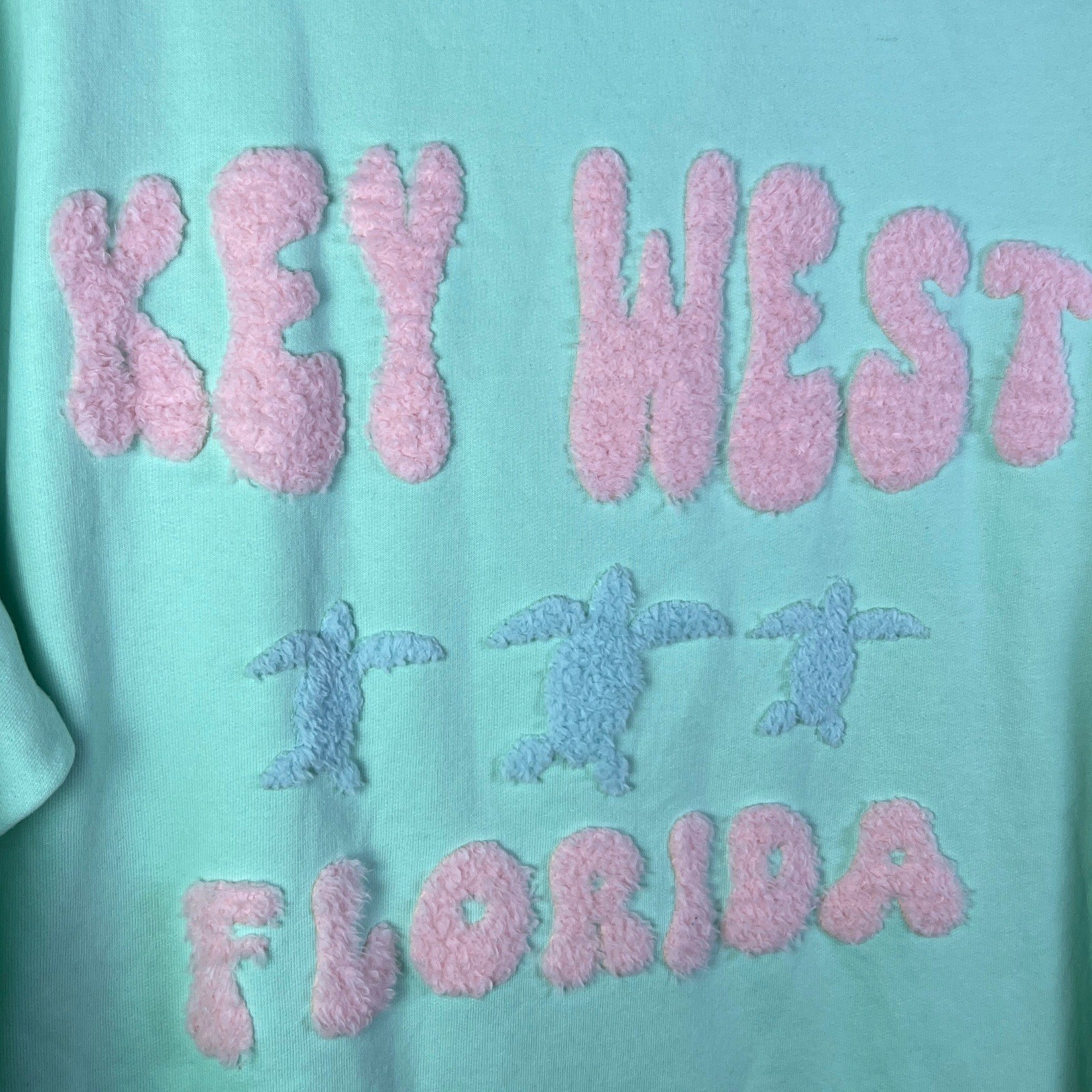 US Apparel Key West Sweatshirt Women’s 2XL Mint Green Sea Turtles Coquette
