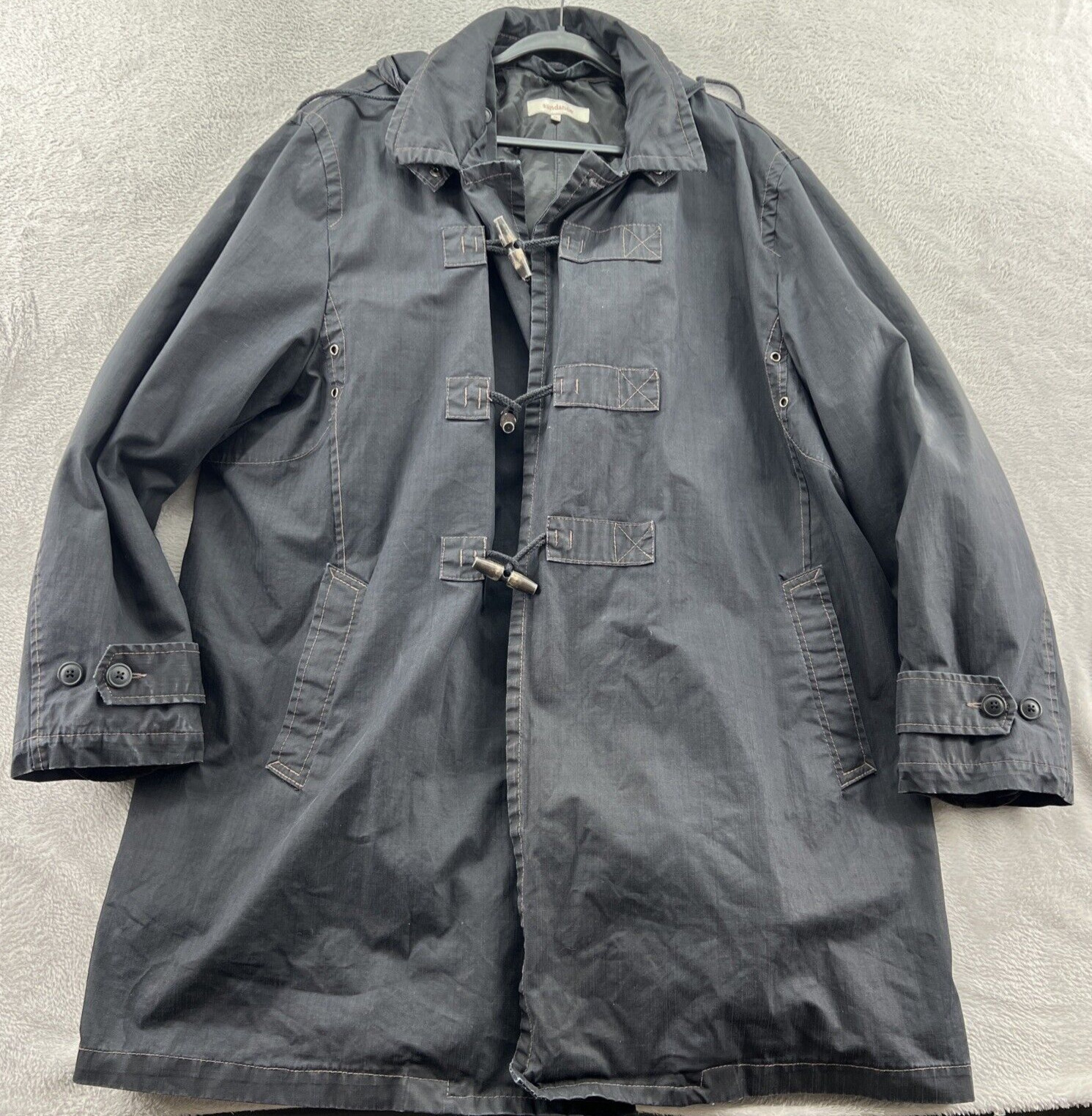 Sundance Jacket Women’s Sz XL Utility Dark Gray Toggle Button Hooded Trench