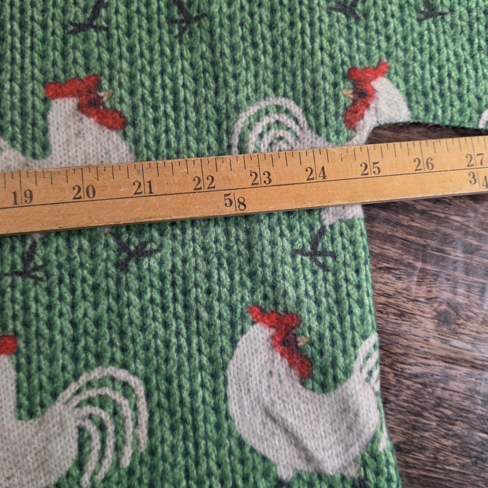 UNBRANDED Rooster Knit Sweater Womens Medium Green Farmhouse Cottagecore Animal