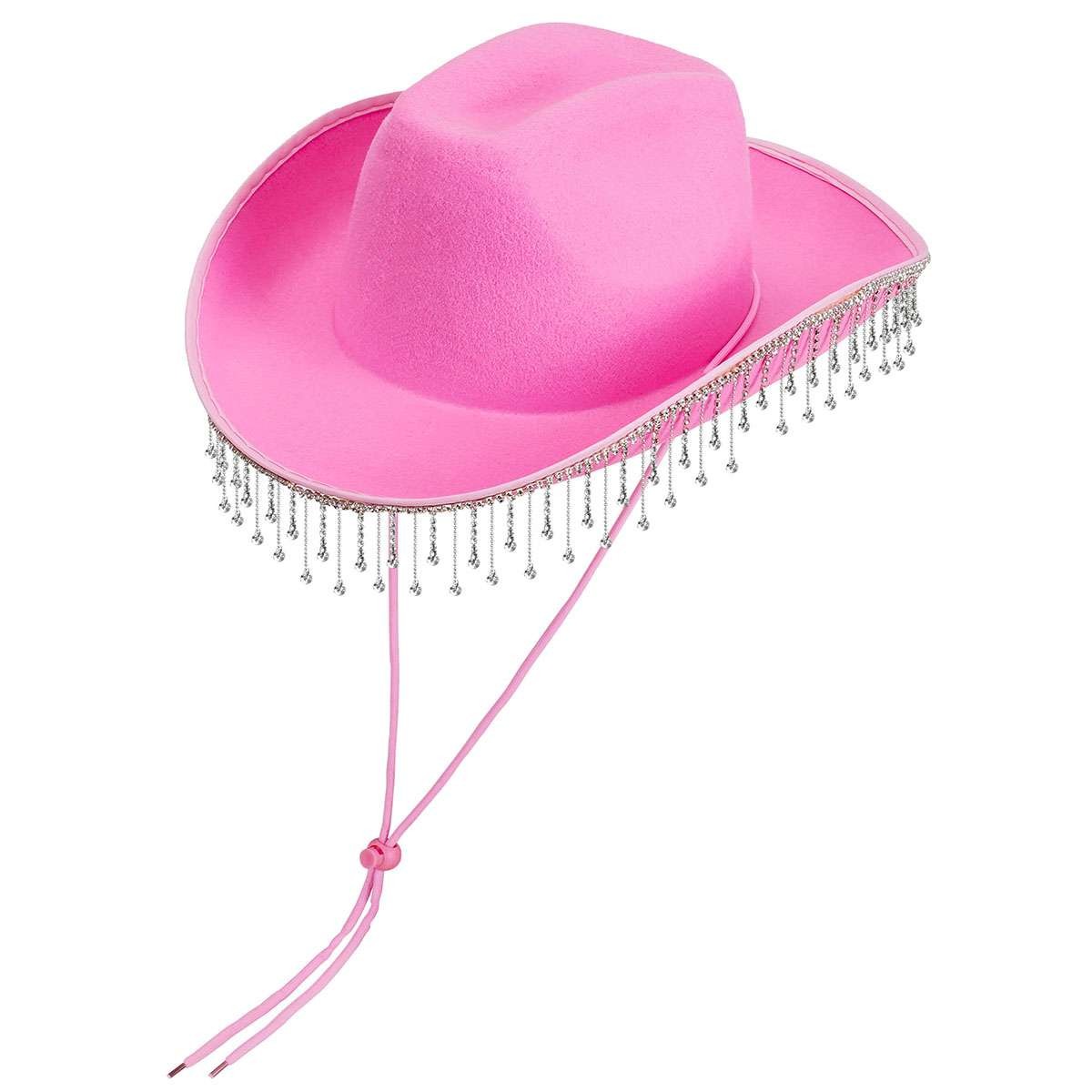 Women Western Glitter Rhinestone Tassel Decor Cowboy Hat Birthday Cowgirl Hat