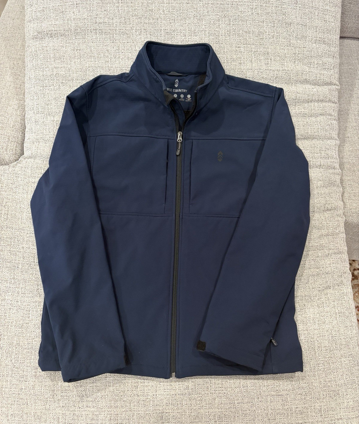 Free Country Men’s Blue Softshell Full Zip Jacket Water/Wind Resistant Size M