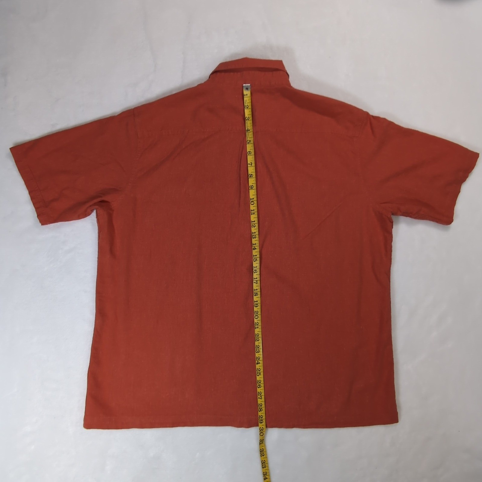 Orvis Button Down Shirt Mens XL Burnt Orange Hemp Blend Short Sleeve Classic Fit