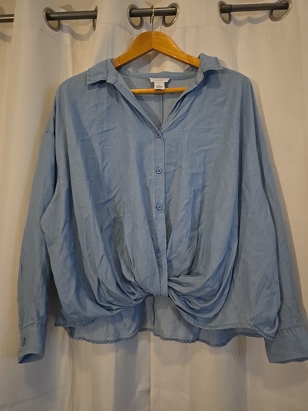 Republic Women’s Blue Button Up Wrap Bottom Brand New With Tags,Large