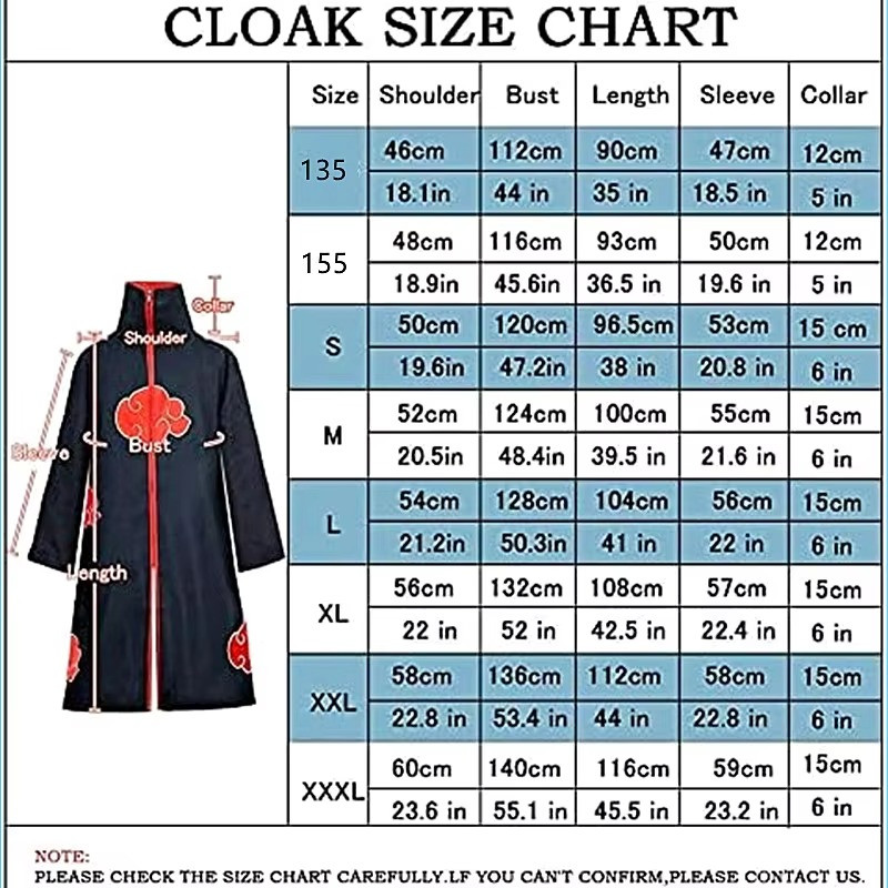 Akatsuki Uchiha Itachi Cloak for Kids Adult Long Black Robe Capes Halloween Carn