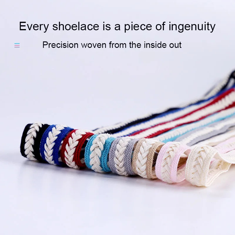 Flat Wheat Ear Shoelaces for Sneakers Twist Braids Marshmallow Colorful Shoelace