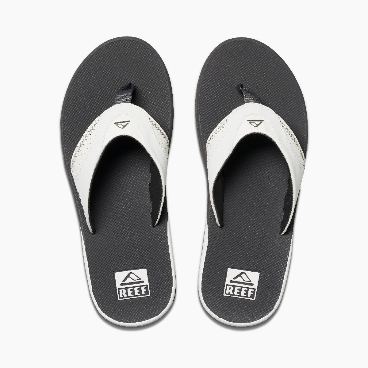 REEF Men’s Lightweight Fanning Flip Flop Regular Sandal – Grey/White, Sizes