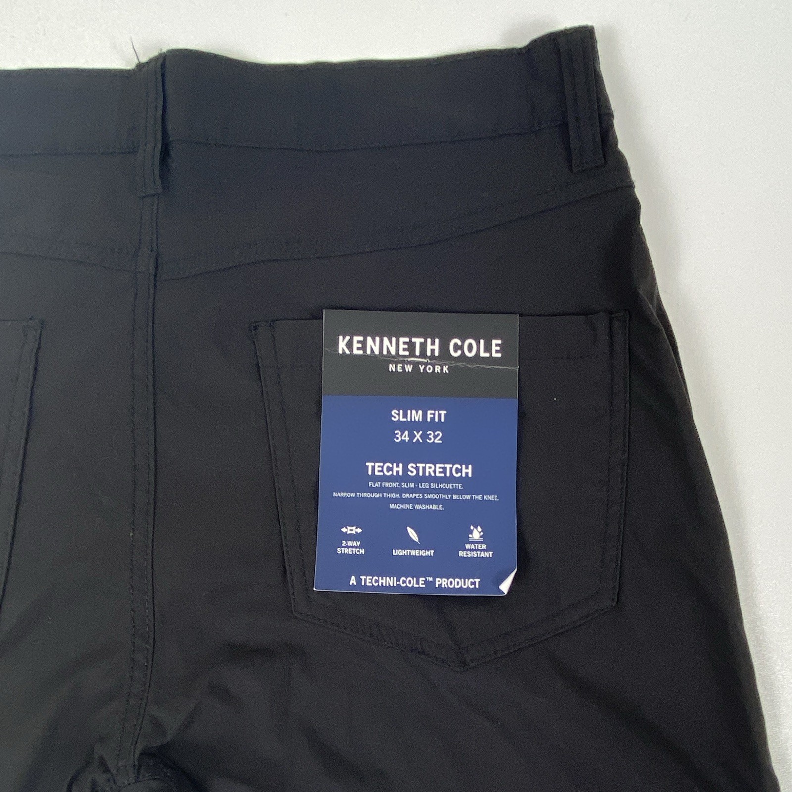 Kenneth Cole New York TECHNI-COLE Slim Fit Lightweight Tech Pants Black 34