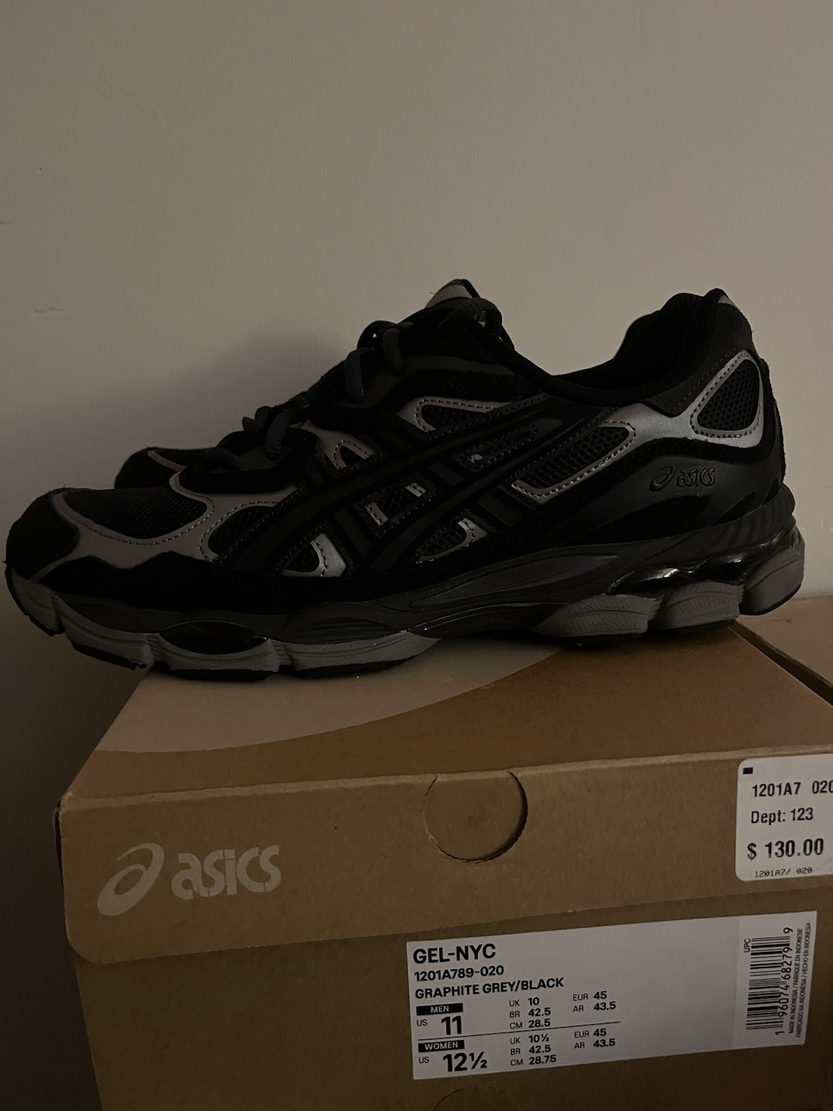 Size 11 – ASICS Gel NYC Graphite Grey Black