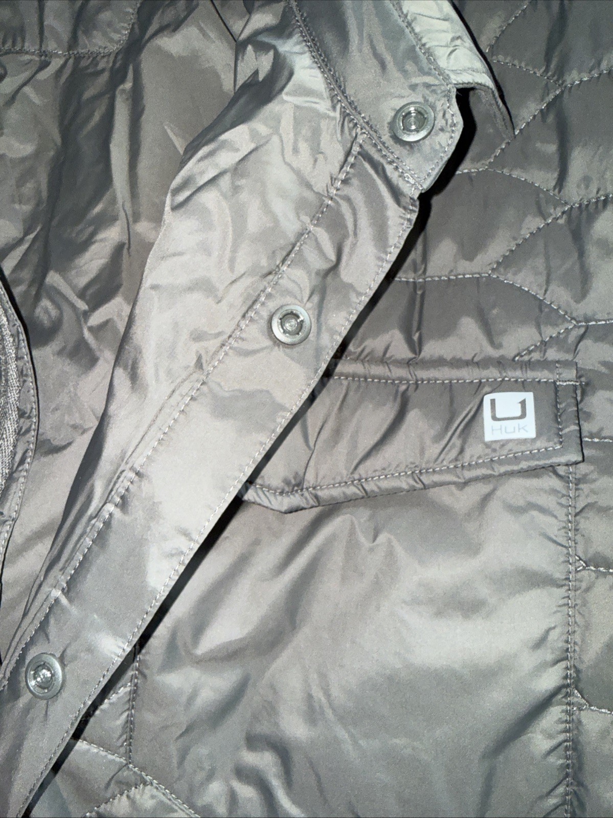 Huk Tarpon Quilt Shacket Jacket, Volcanic Ash (dark green/gray) MEN’s 3XL New