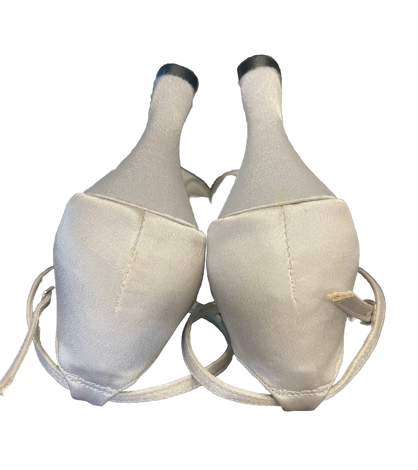 Ballroom/Latin Go Go Dance Shoes Pro Soft Open Toe Strappy Satin Ivory Mesh S9.5