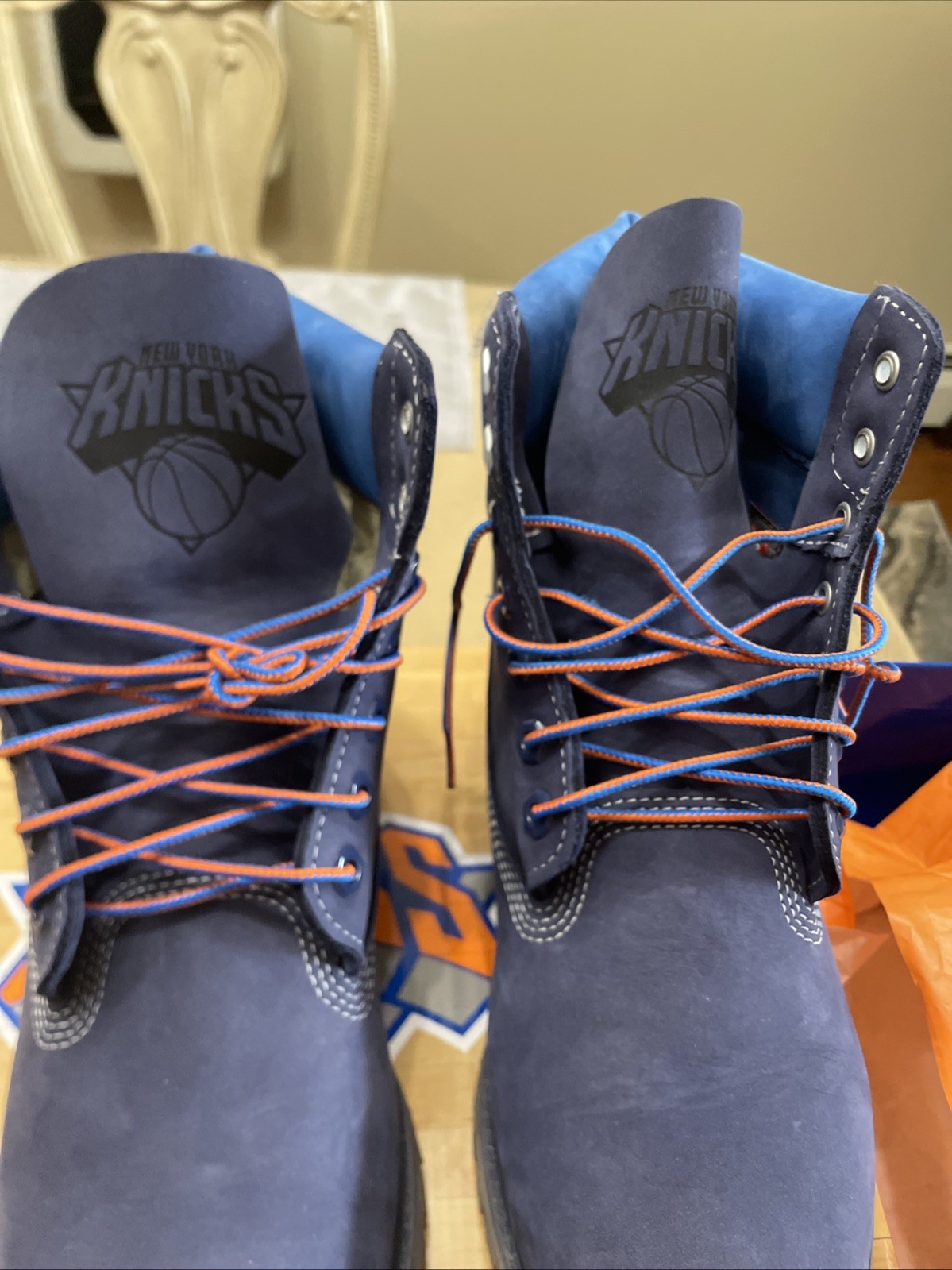 Timberland NBA New York Knicks Nubuck Lace-Up Ankle Work Boots Blue 8.5M