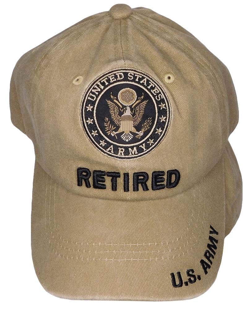 U.S. Army Retired Khaki Cotton Adjustable Embroidered Cap Hat – Licensed