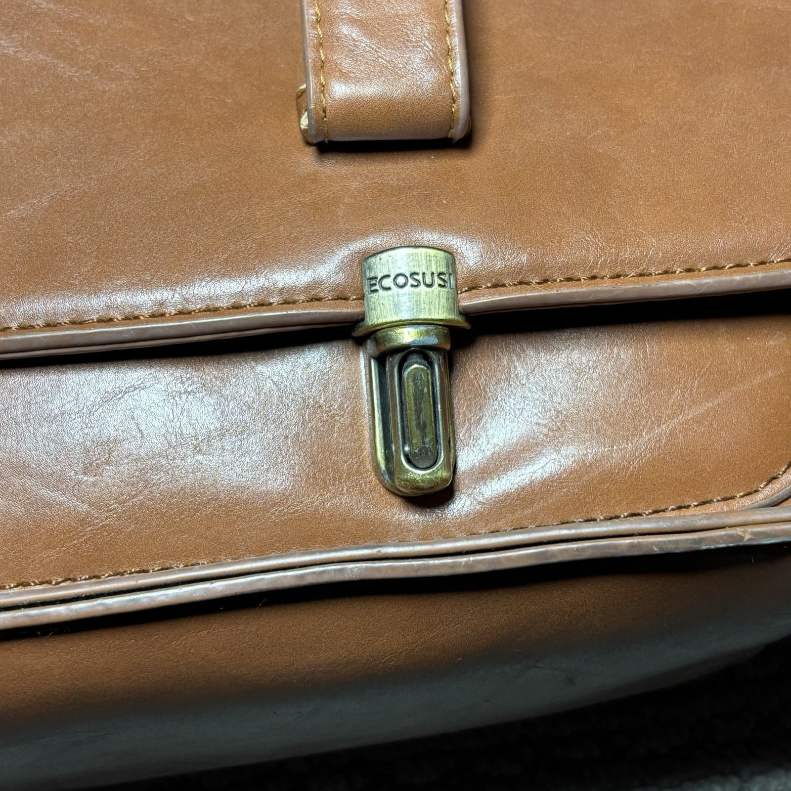 ECOSUSI Laptop Bag Vegan Leather Messenger Brown Briefcase Backpack 15.6