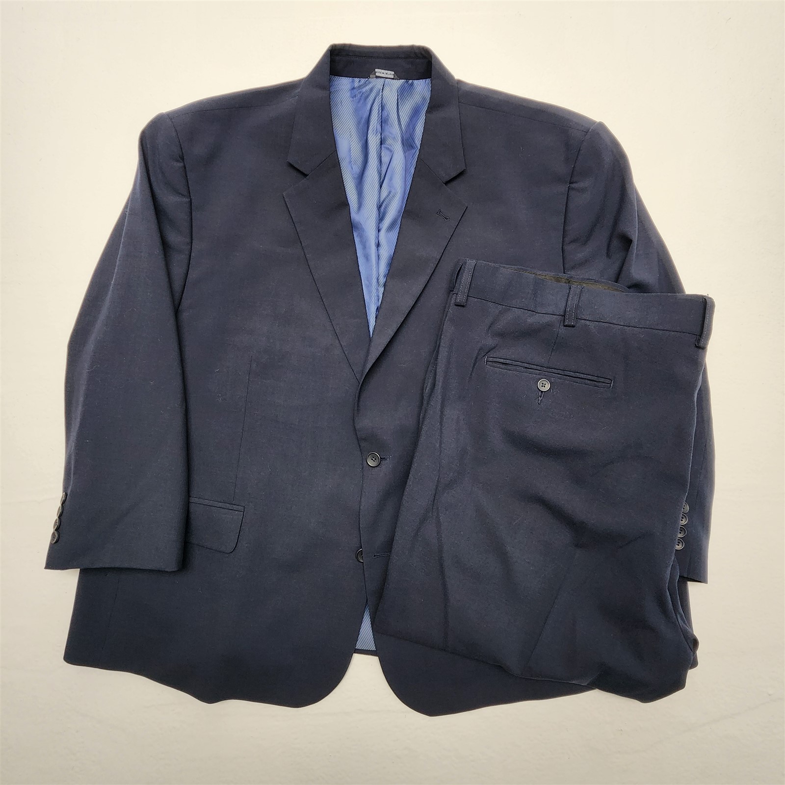 GS Perfect Fit 56R 54×28 Navy Portly Stretch Wool Blend Mens Jacket Pants Suit