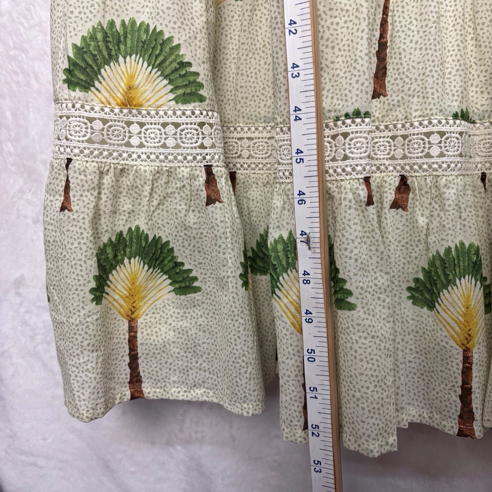 Calypso St Barth Palm Tree Crochet Tier Smocked Dress M Maxi Ruffle Tropical NEW