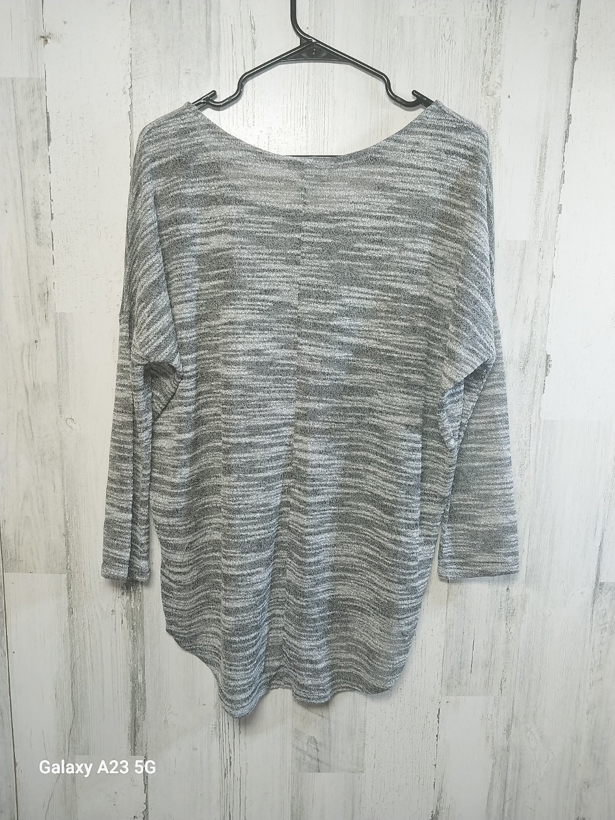 Olive and Oak Open Knit Sweater Womens Size L Marled Gray Lightweight Sheer
