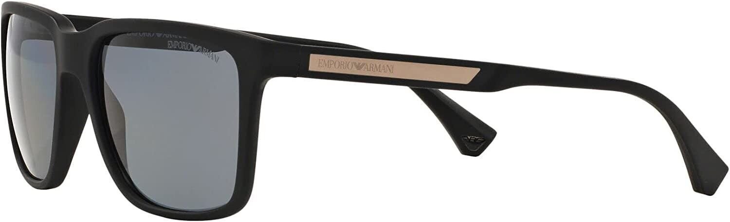 Emporio Armani EA4047 5063/81 Black Rubber Grey Polarized Sunglasses
