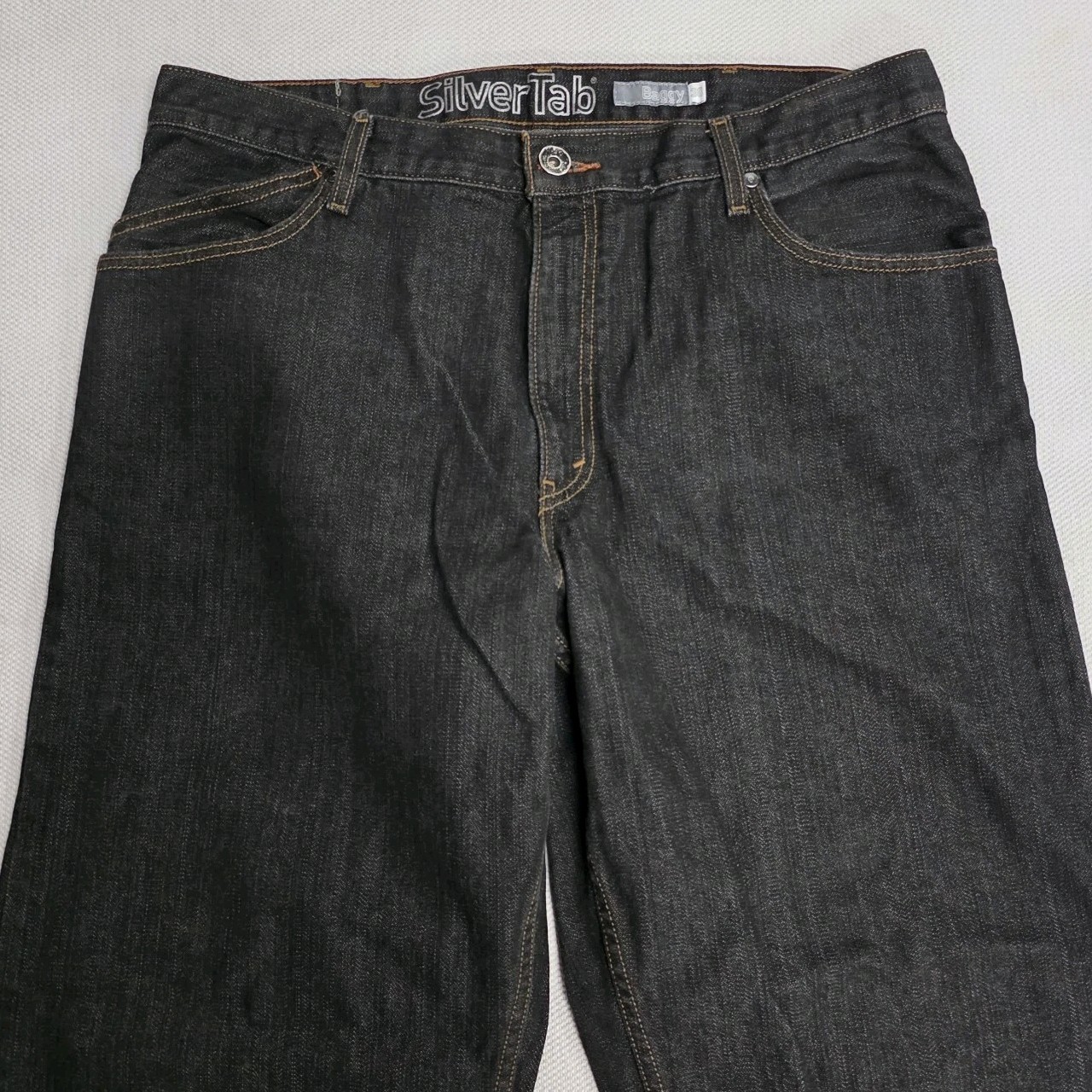 Levi’s Men’s Silvertab Black Denim Jeans Straight Leg Baggy Fit Dark 38×32