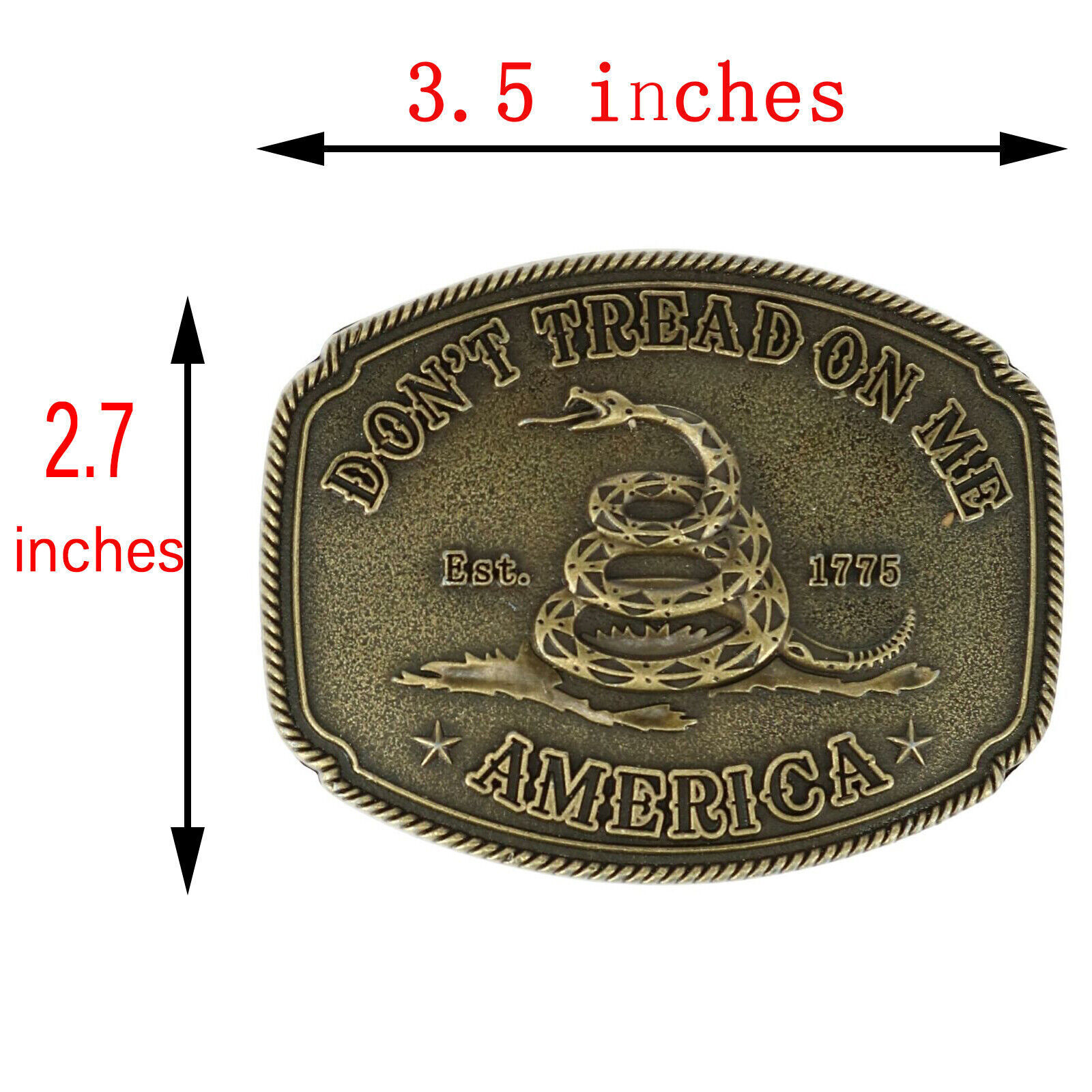 1/2PCS American Don’t Tread On Me Snake Belt Buckle Antique Bronze Tone Silver