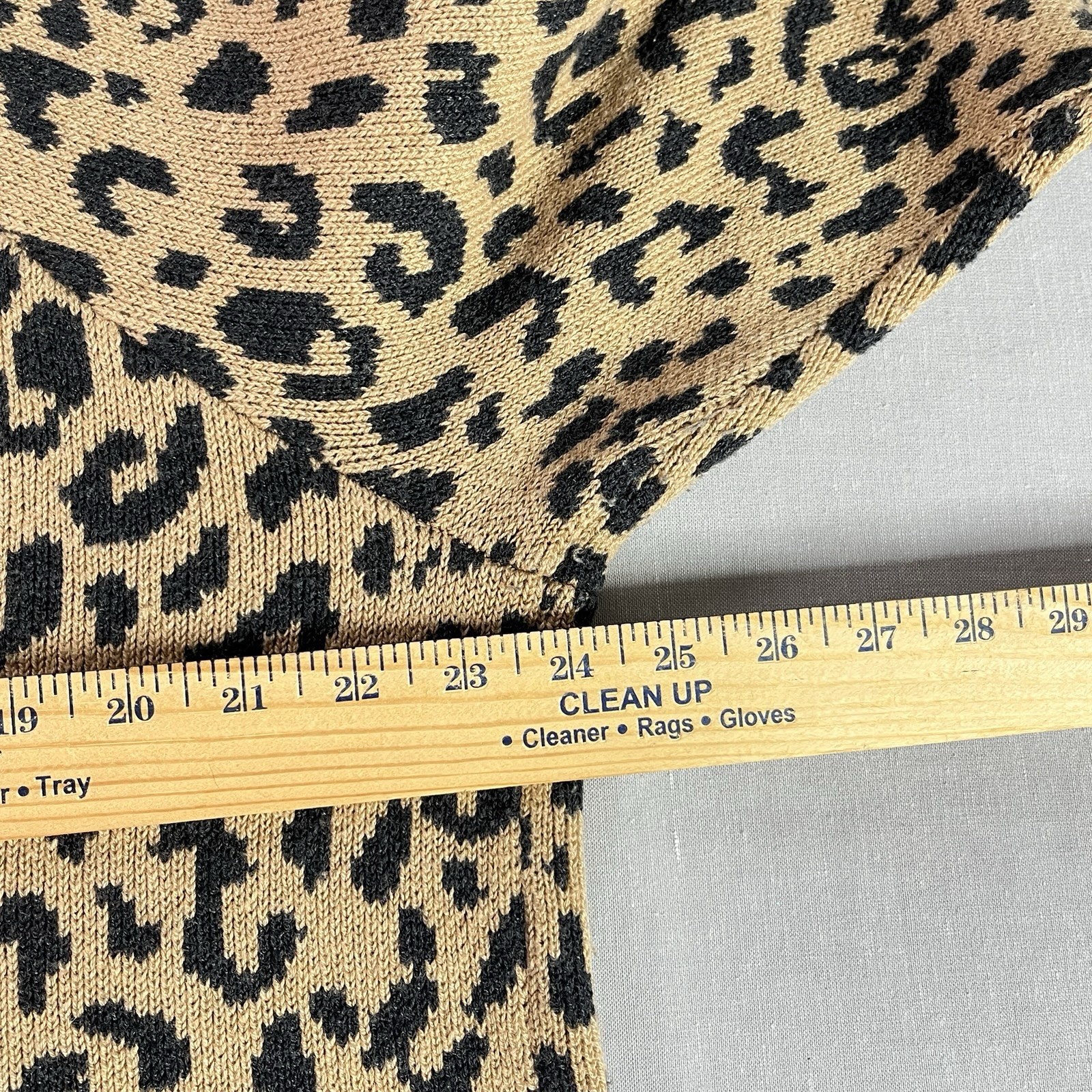 J.Crew Leopard Print Cardigan LG Tan Black Button Front Women Thick Sweater EUC