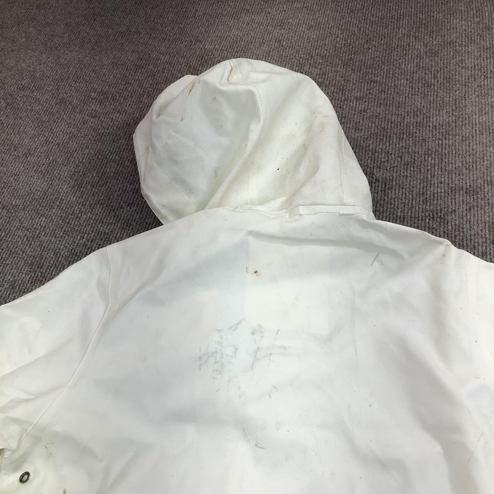 Stutterheim Mosebacke Rain Coat Womens M White Hooded Rubberized Waterproof