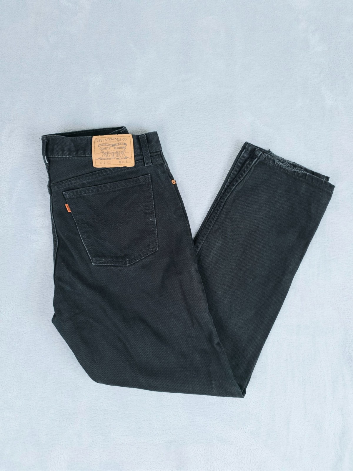 VINTAGE Levi’s 615 Denim Jeans Fits W31 L30 Mens Black Straight Leg Orange Tab