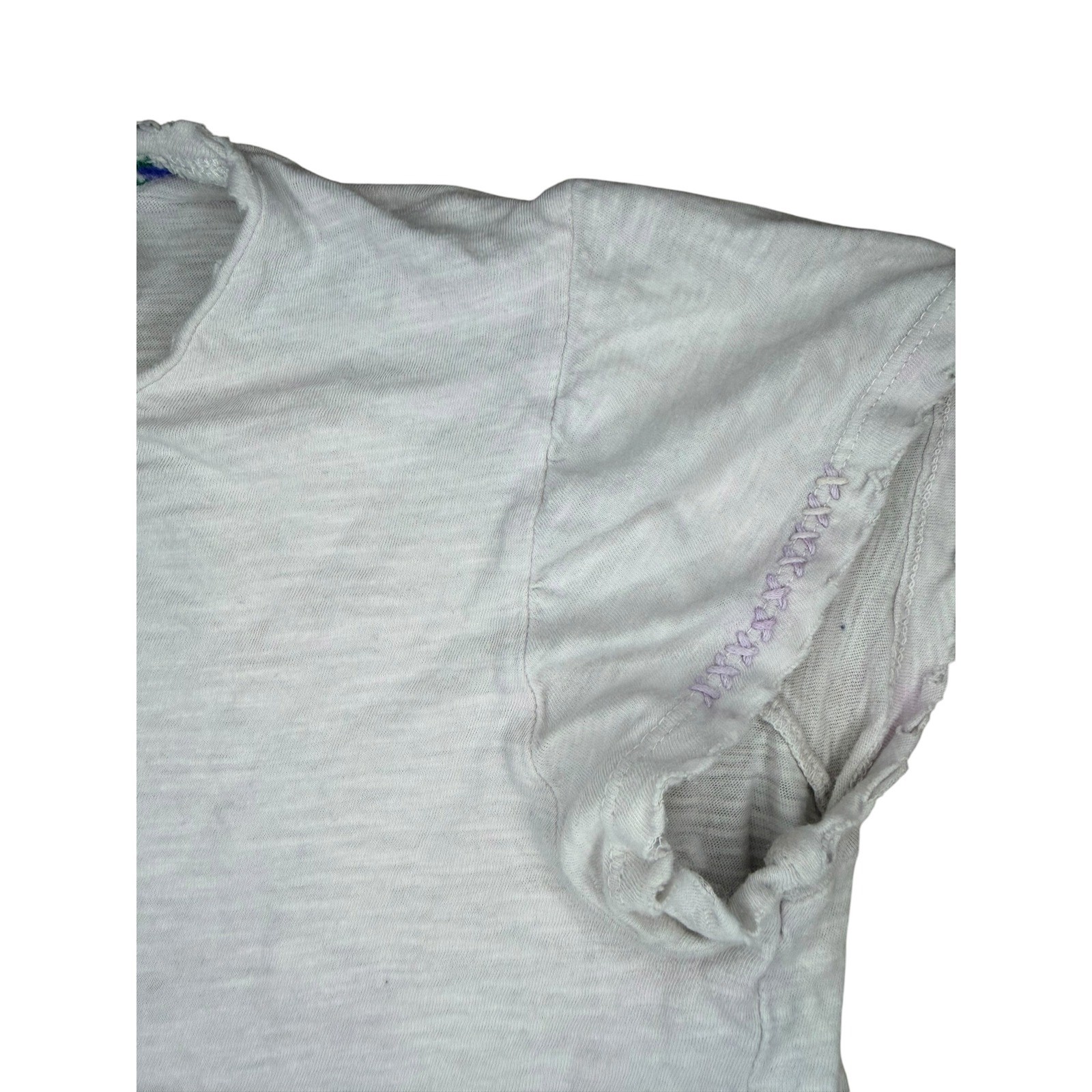 LoveShackFancy White T-Shirt Womens Crop Slub Knit Cotton Excellent XS