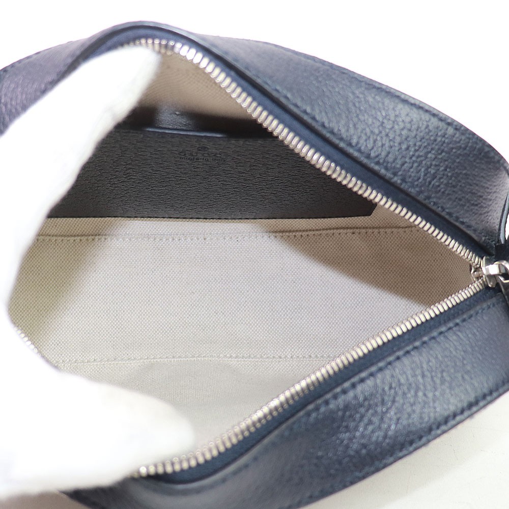 GUCCI Ophidia GG Small Shoulder Bag GG Supreme Canvas Navy Leather