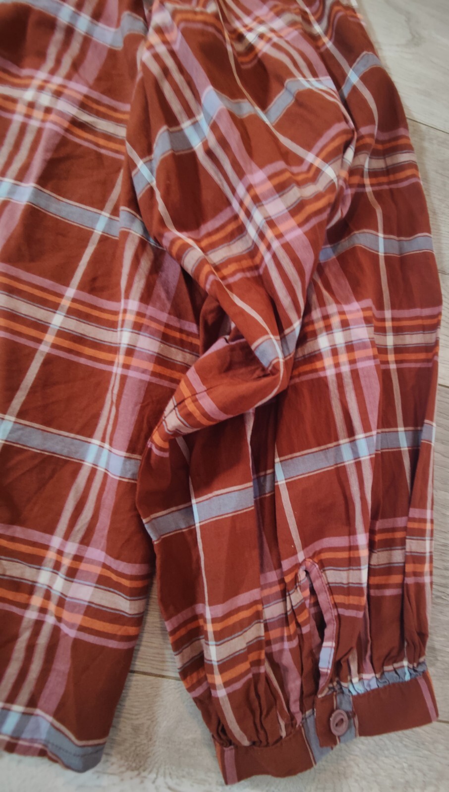 A.N.A Womens 3X Brown Multi Color Front Button Up Plaid Blouse 100%Cotton NWT