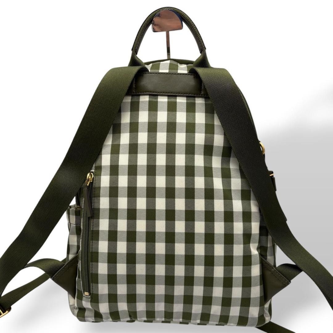 Good Condition 21AW Tory Burch Backpack Gingham Check Robinson Nylon