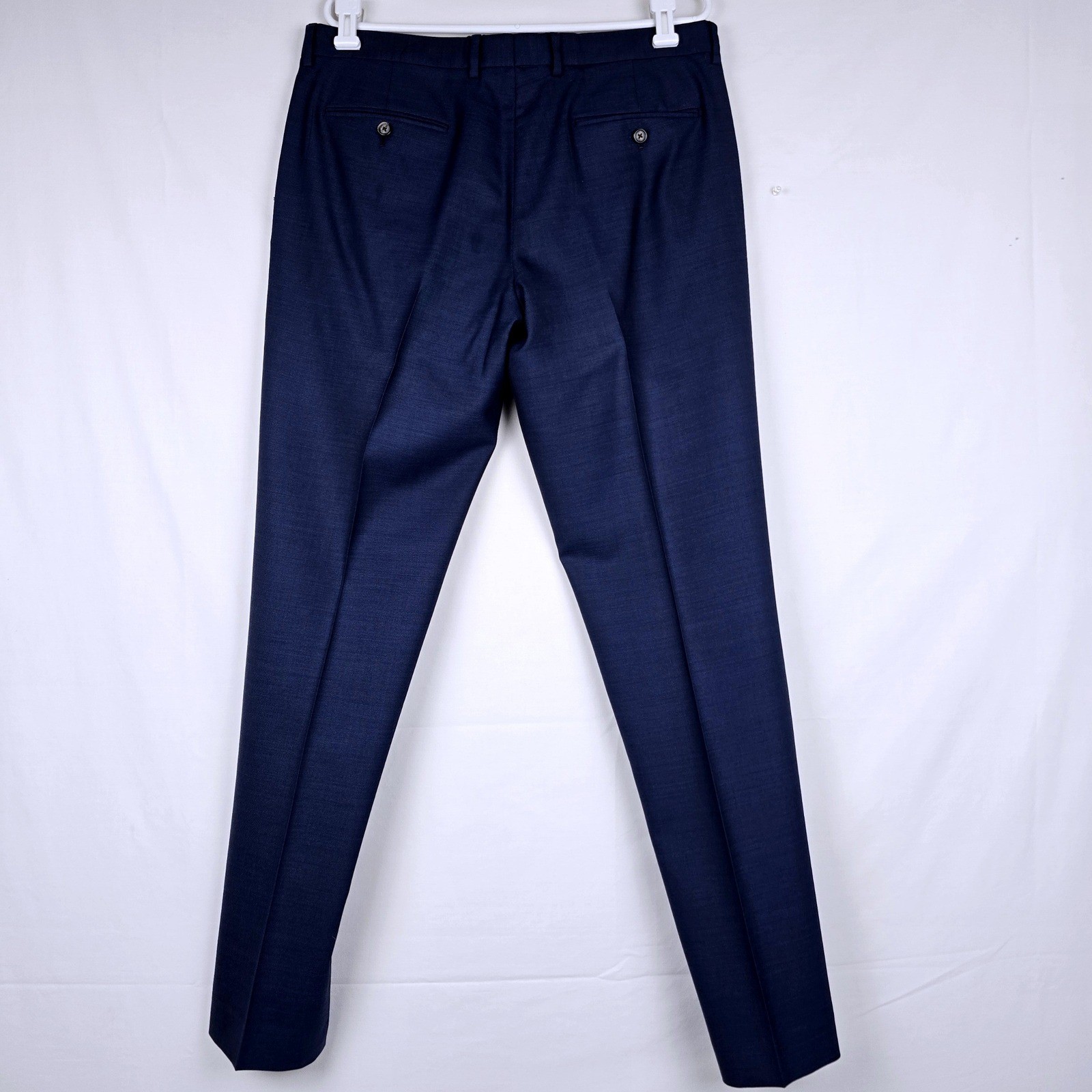 J.Crew Bowery Slim Fit Navy Blue 100% Wool Dress Pants Mens 34×34