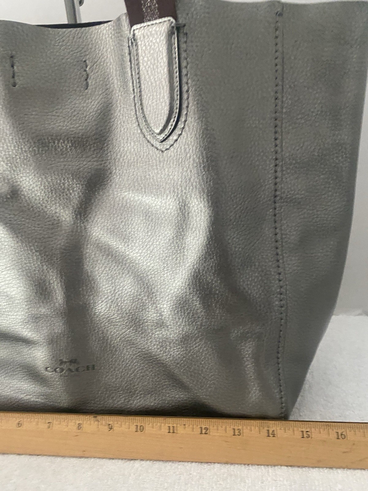 Coach Leather Derby Tote Shoulder Bag Large F59388 Metallic