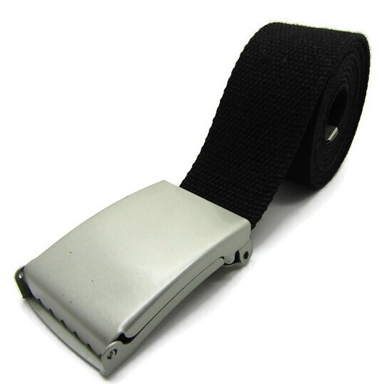 Unisex High Quality Cotton Plain Webbing Canvas Belt Silver Buckle 38″ Size 16