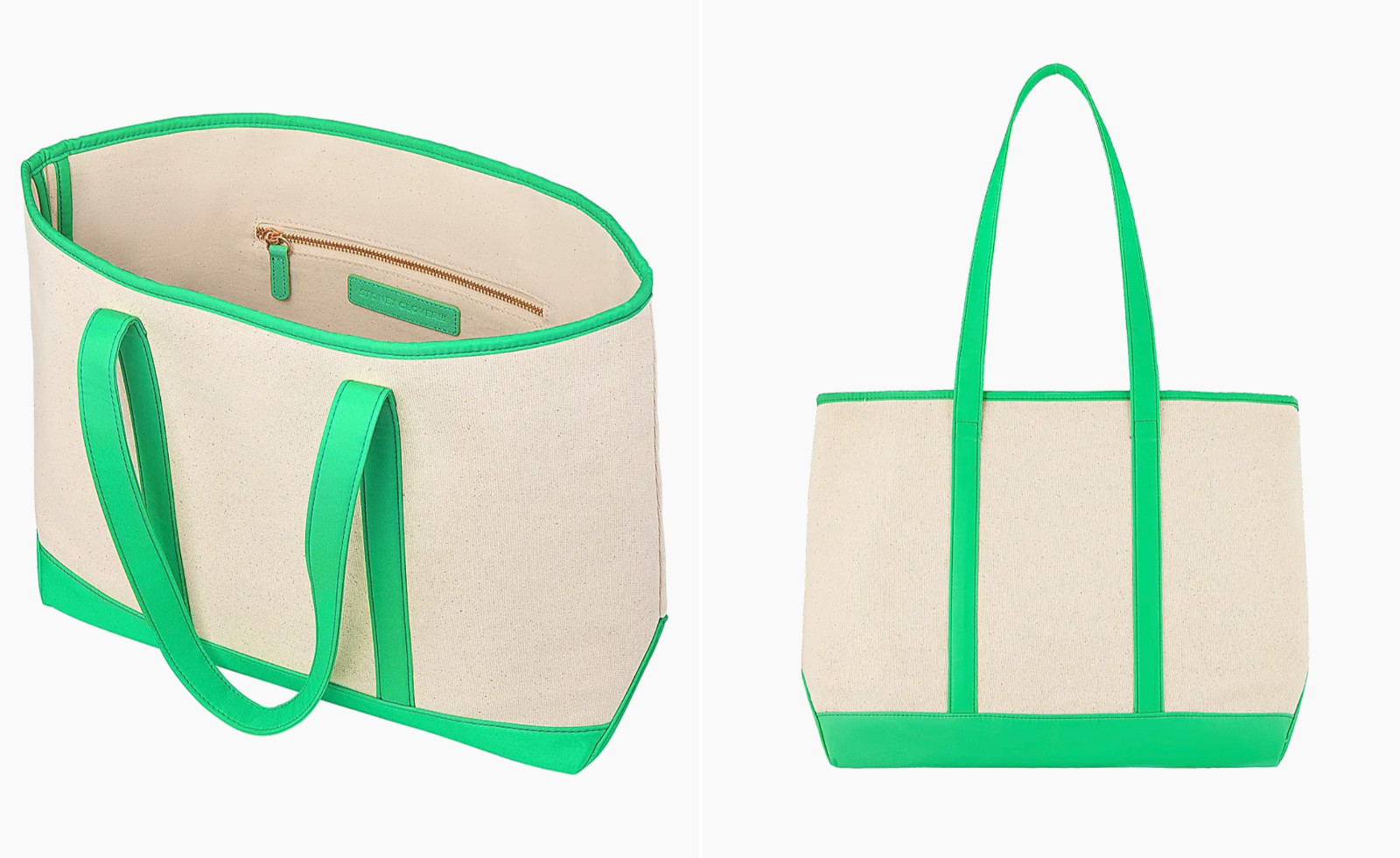 Stoney Clover Lane Canvas & Nylon Shopper Tote Natural Green