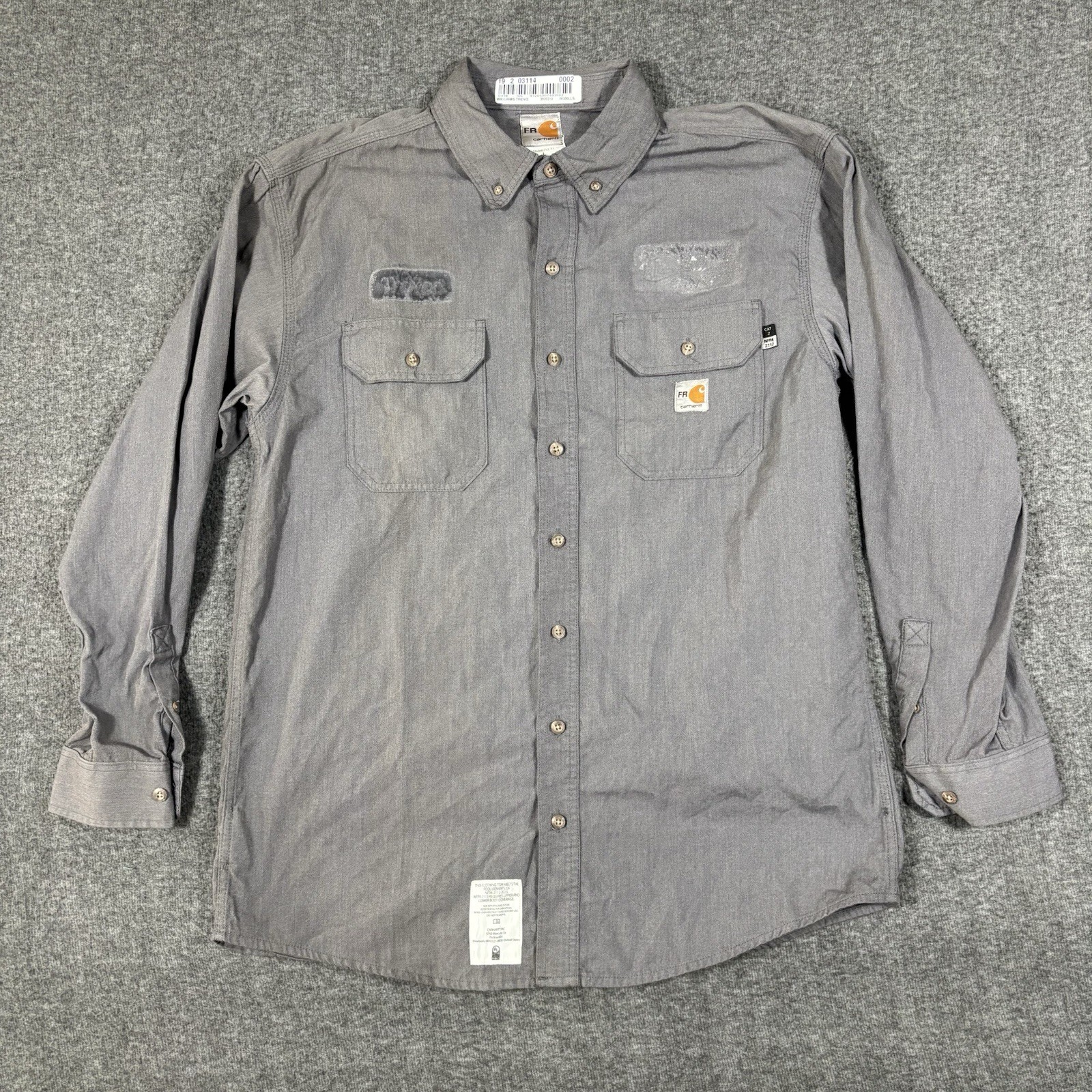 3 Carhartt FR Long Sleeve Shirt Button Up Flame Resistant Men Large Reg Work Lot