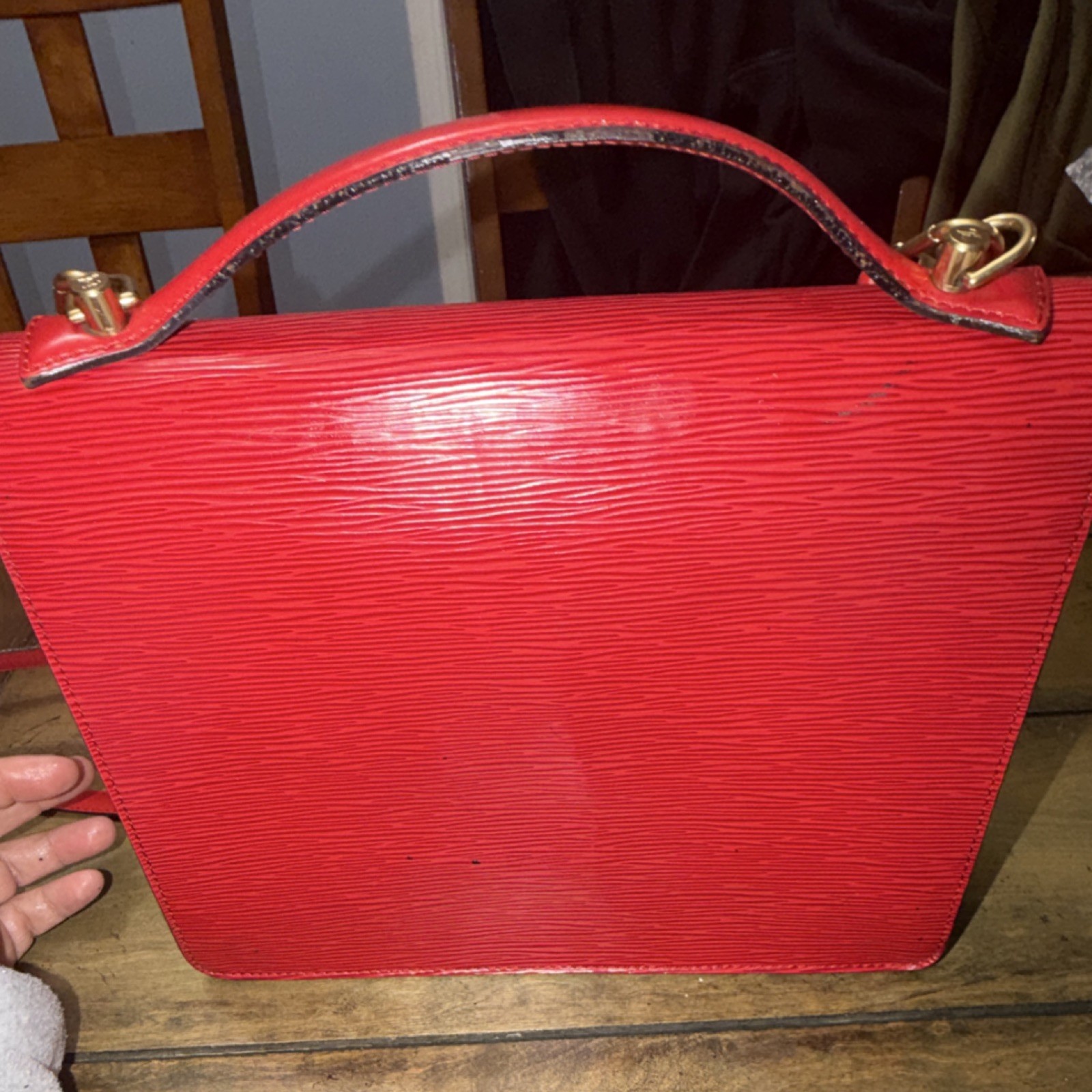 Louis Vuitton Red Epi Monceau 28 Handbag in textured leather/gold-tone hardware