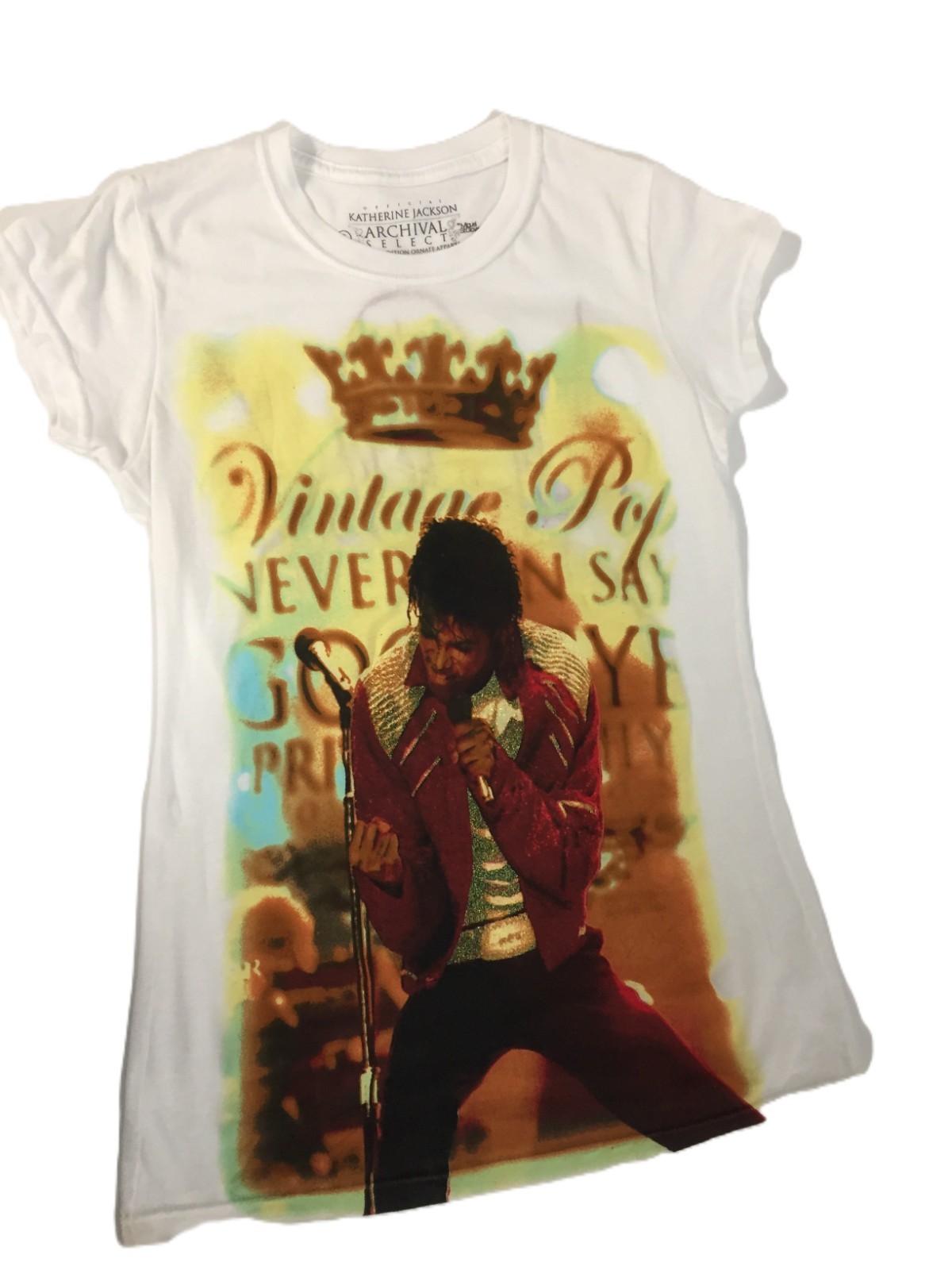 Michael Jackson vintage logo Limited Edition Katherine Womens White Tee Shirt