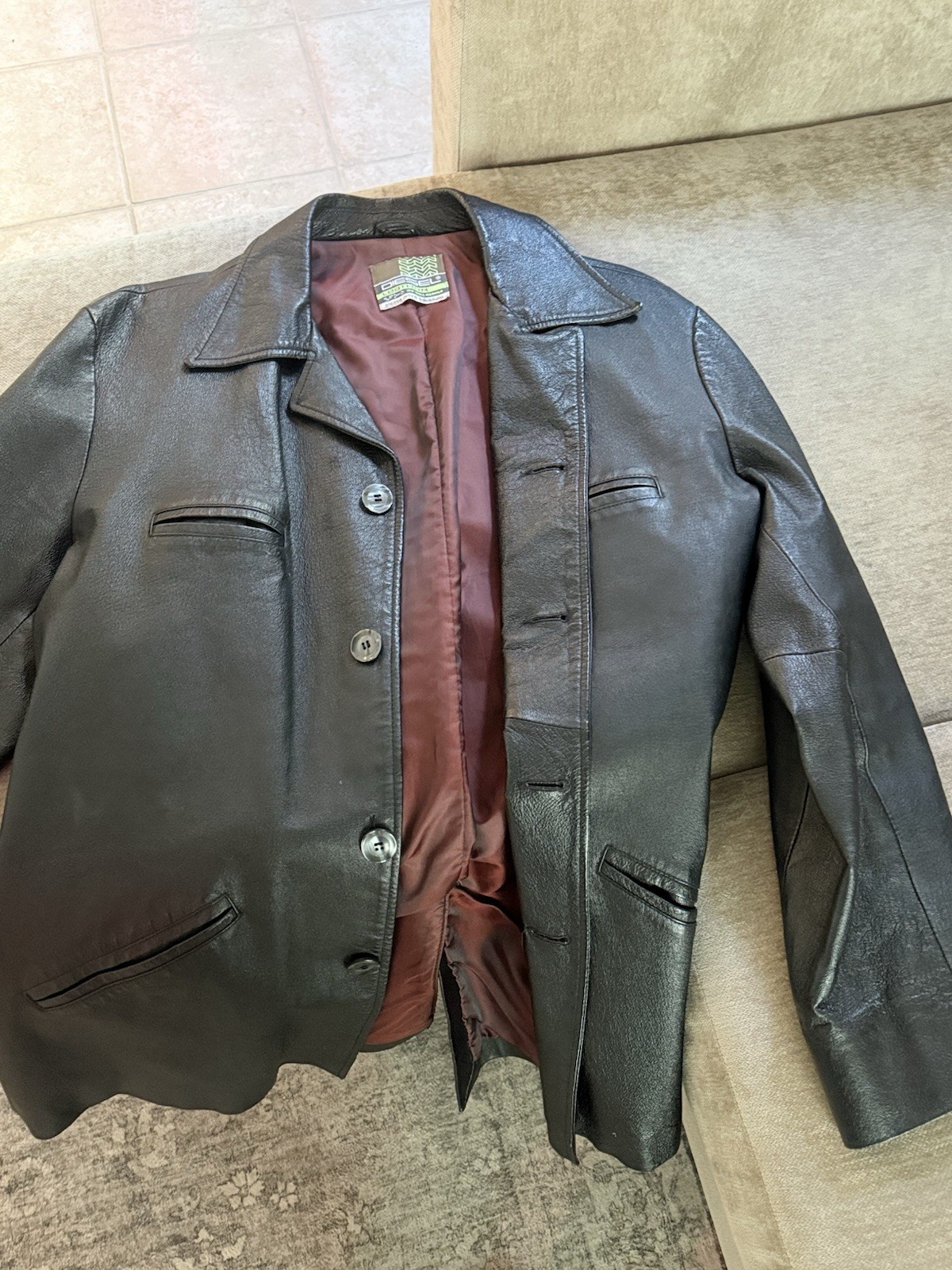 Men’s Diesel vintage black leather jacket