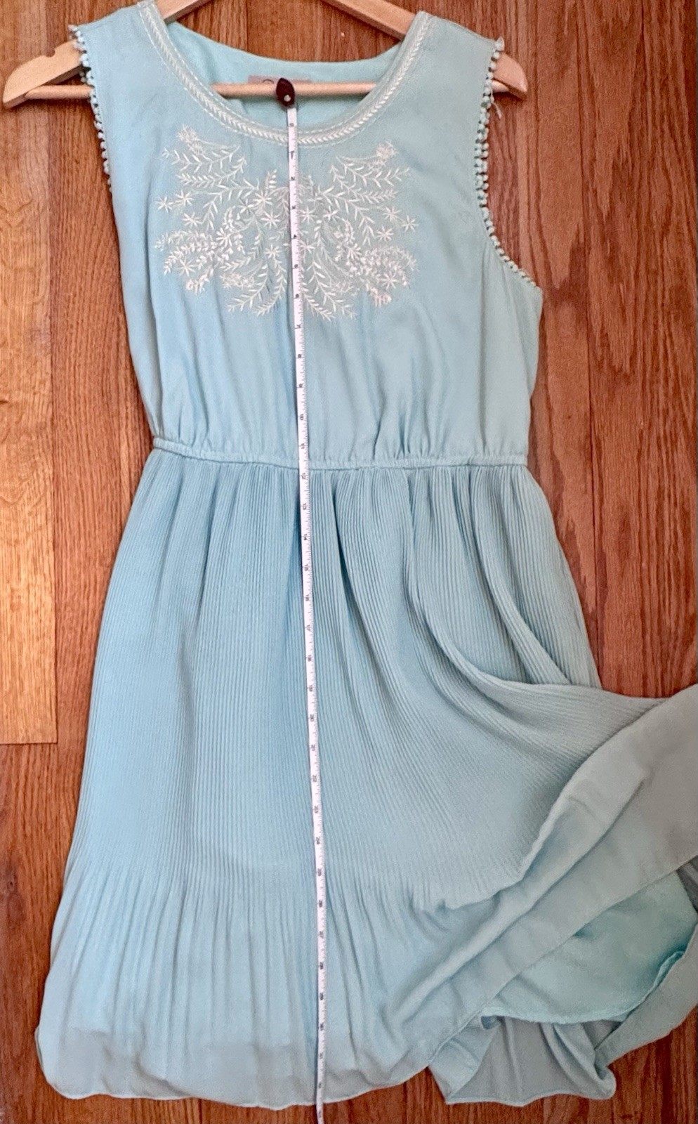 Darling Robin’s Egg Blue Sleeveless Embroidered Lined A-Line Knee Dress Size L