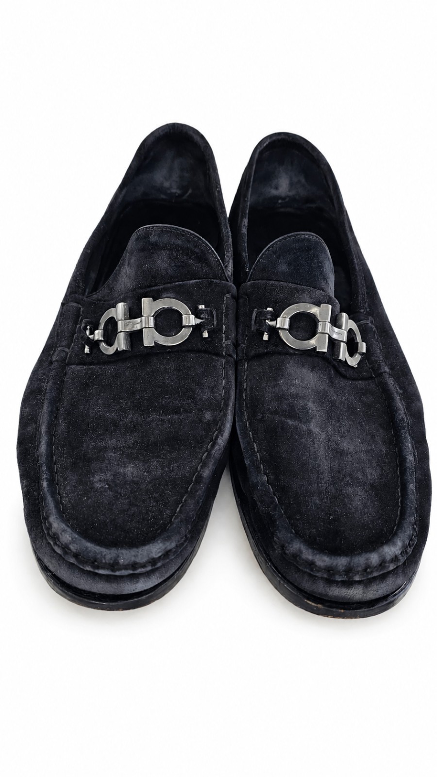 Mens Salvatore Ferragamo Black Suede Gancini Loafers Mens Size 13 D