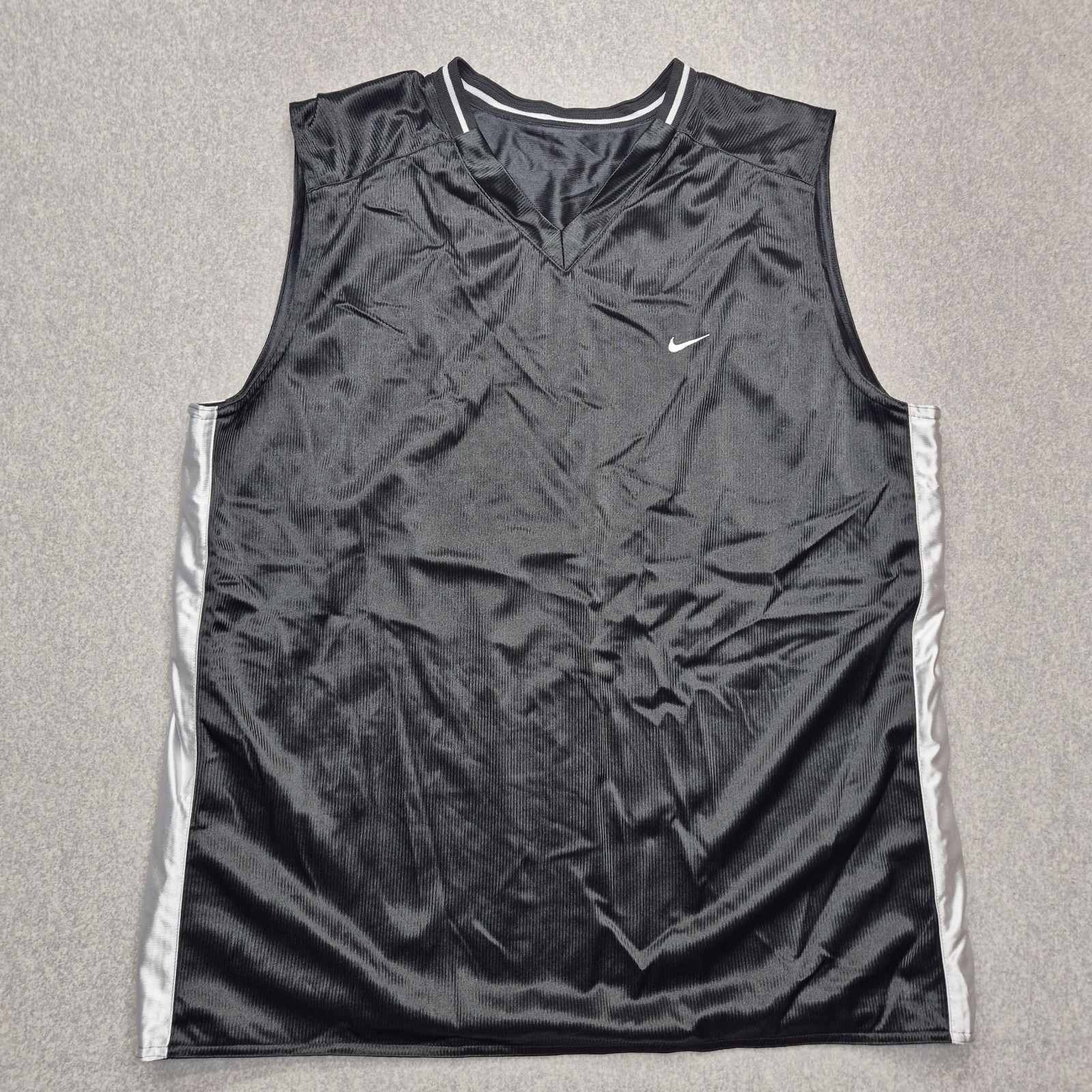 Vintage Nike Dazzle Silky Black Sleeveless Basketball Reversible Jersey L Swoosh