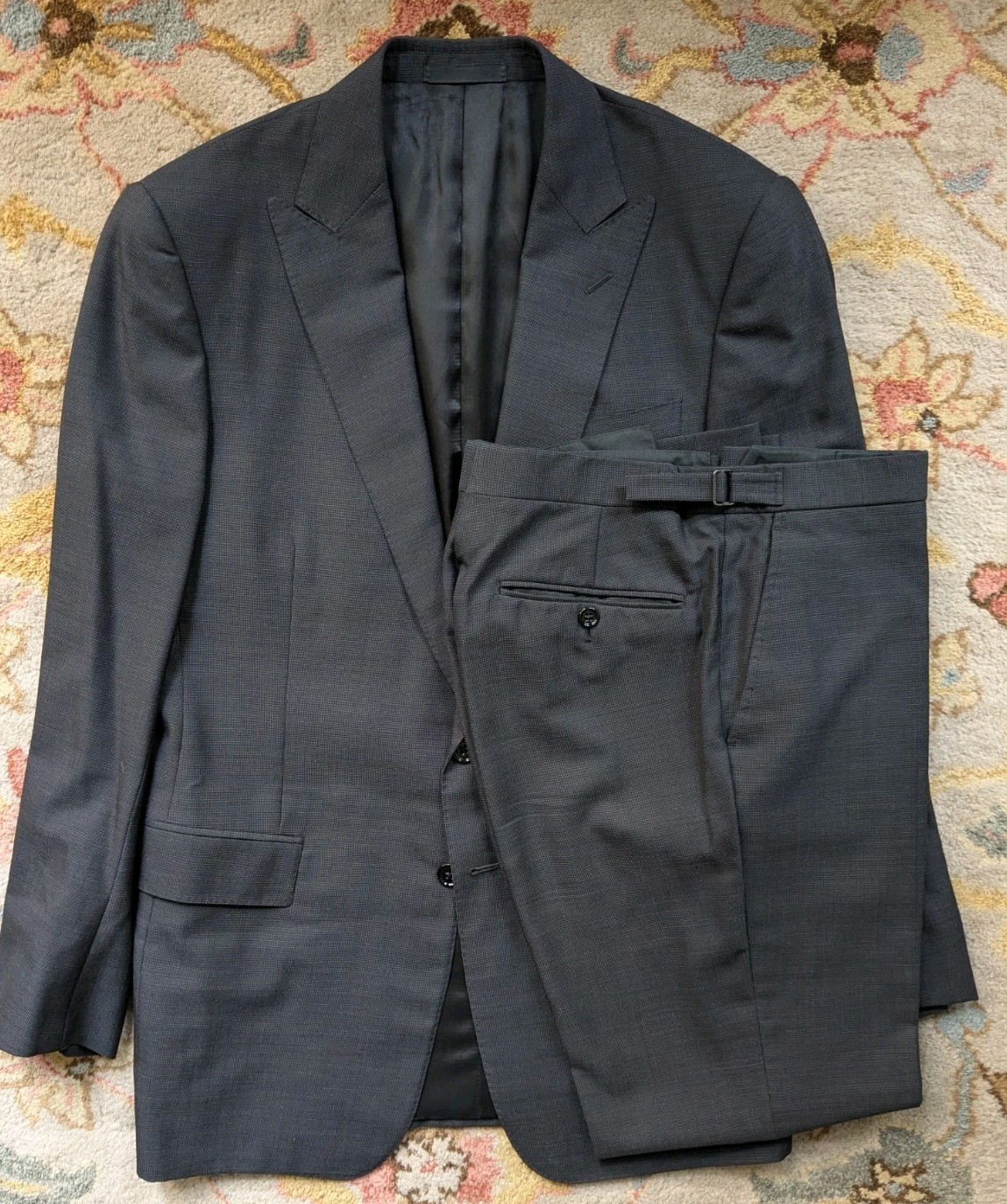 Ralph Lauren Black Label Italy Gray Nailhead Suit 40R 31×31 Full Canvas Wool