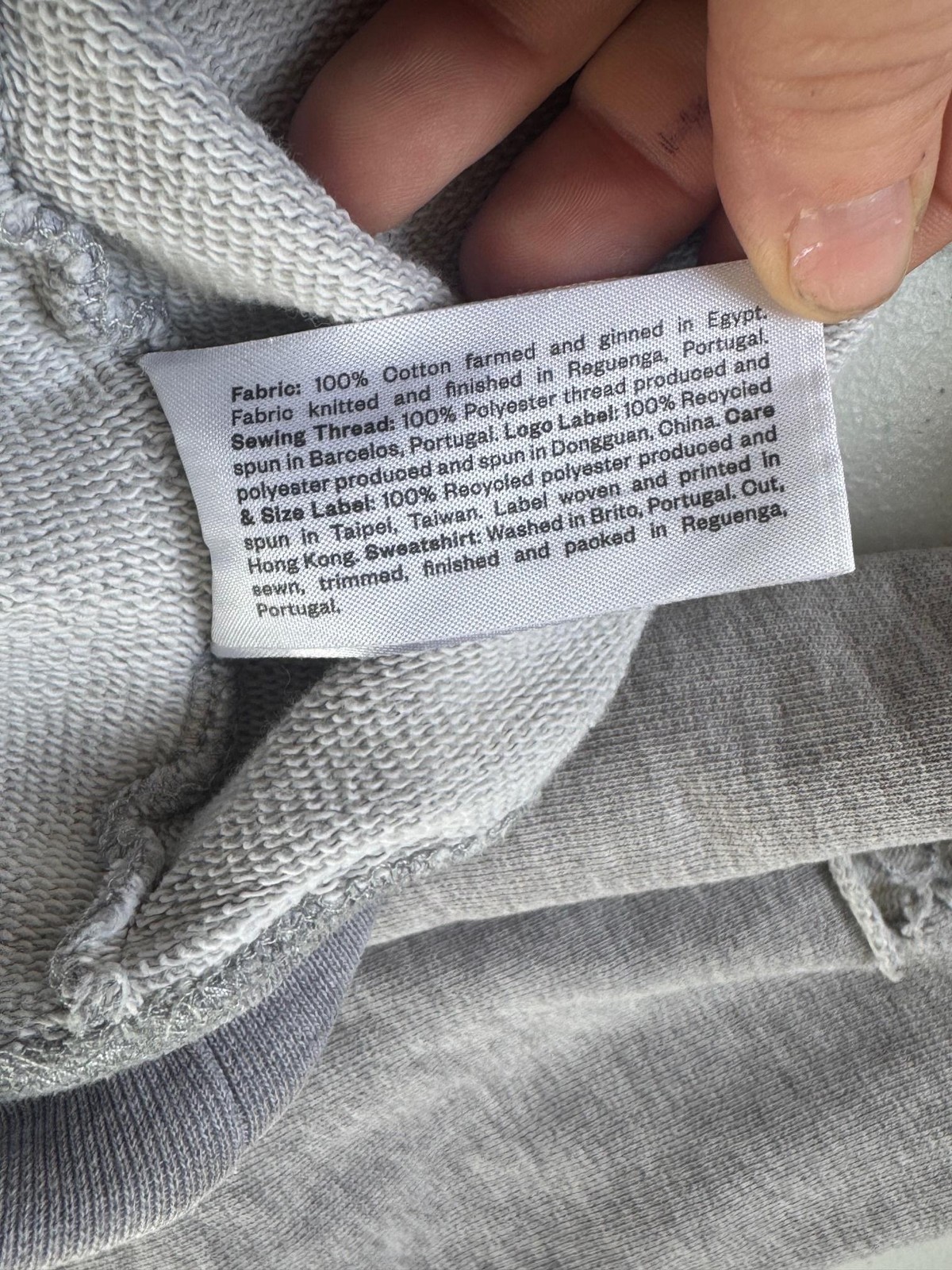 ASKET Sweatshirt Mens Large Gray Crewneck Pullover 100% Cotton Fleece Portugal